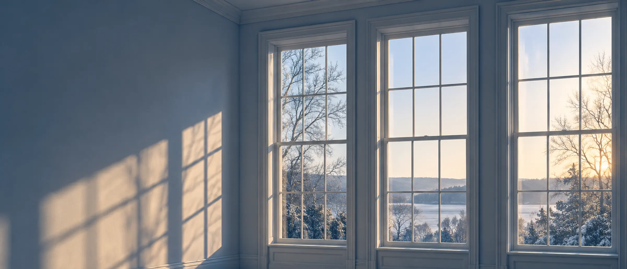 Low sun passes through a freshly cleaned window and scatters a soft rainbow across a white sill.